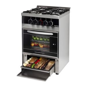 Cocina Profesional Sol Real 4 Hornallas 55 Cm con Parrilla Gas Envasado